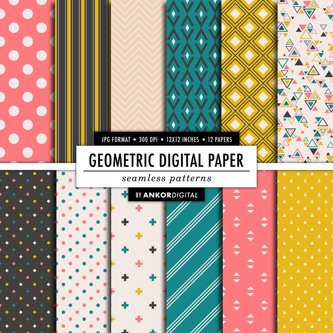 Geometric Seamless Patterns, Digital Repeating Surface Pattern, Pink ...