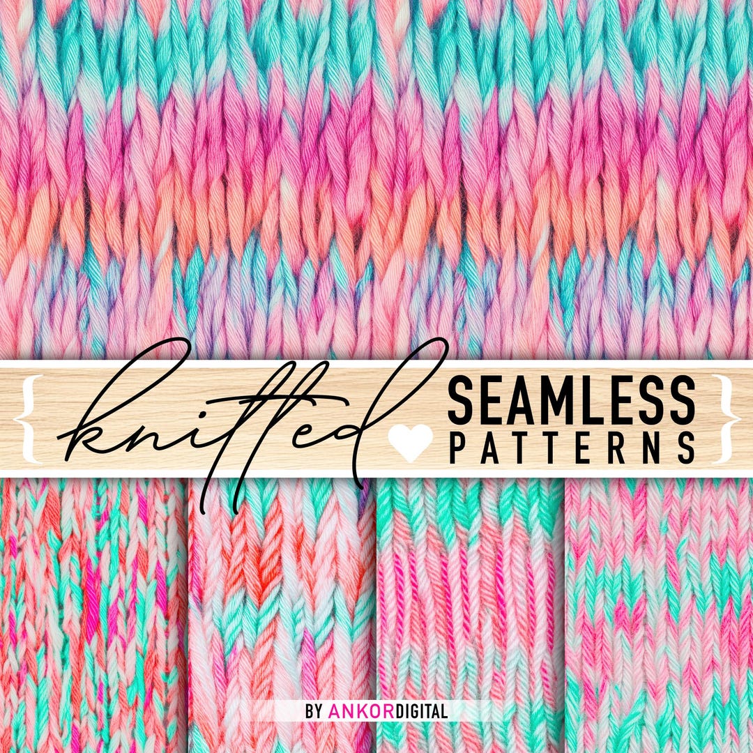 Knitted Yarn Seamless Patterns, Digital Repeating Surface Pattern ...