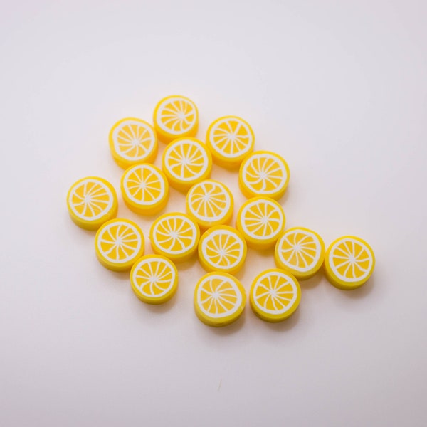 Perles de citron, Perles en pâte polymère, Perles de canne Fimo, Perles, Bijoux de fruits