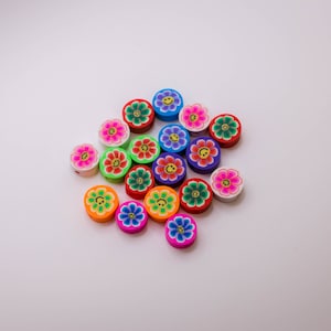 Retro Flower Smiley Beads, Polymer Clay Beads, Fimo Cane Beads, Beads, Groovy Jewelry