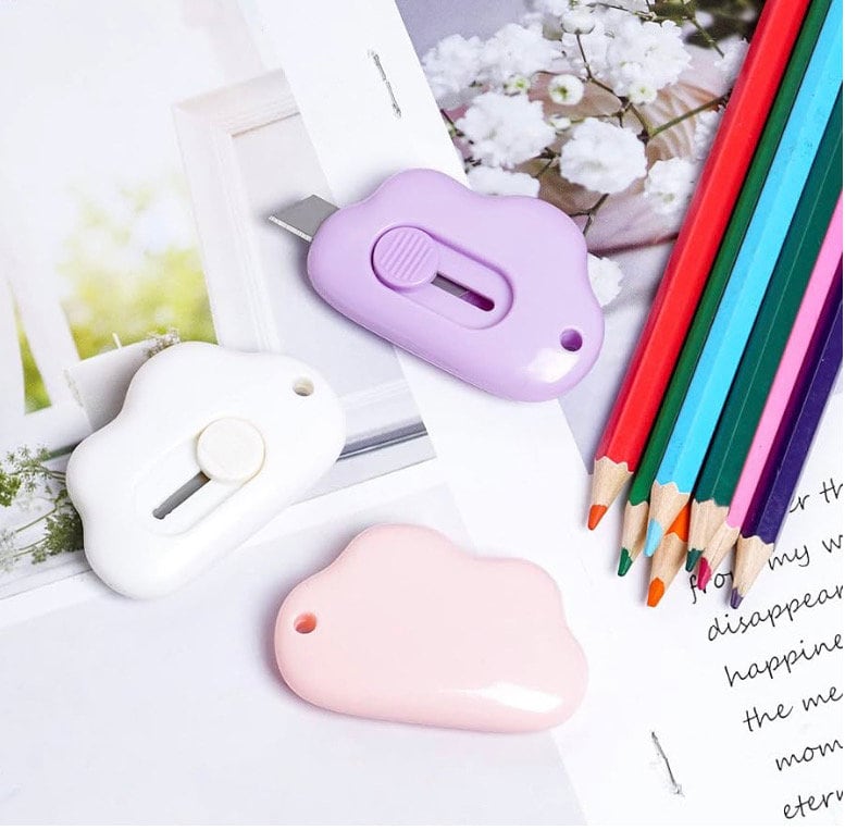 Cute Trendy PURPLE Cloud Box Cutter, Mini Paper Cutter