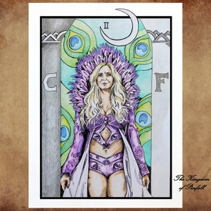 Charlotte Flair como La Tarjeta del Tarot de la Suma Sacerdotisa - Impresión de Arte de Medios Mixtos - India Tinta y lápiz de color