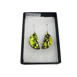 Handmade Holographic Feather Earrings Wood Earrings