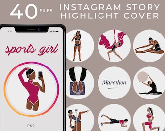 40 Fitness girl Instagram highlights: Yoga Instagram covers, Jogging, Pilates, Dance, Stretching, Meditation, Nutrition, Gym