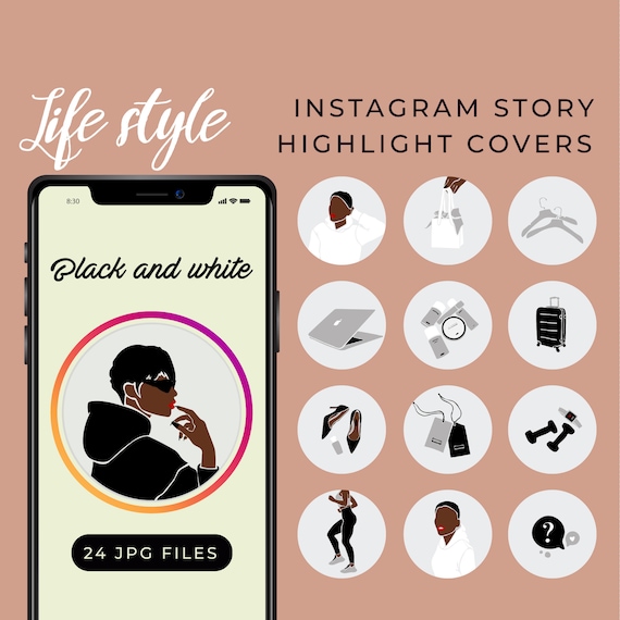 Boho Instagram Icons For Brown Girl With Short Hair Black Etsy
