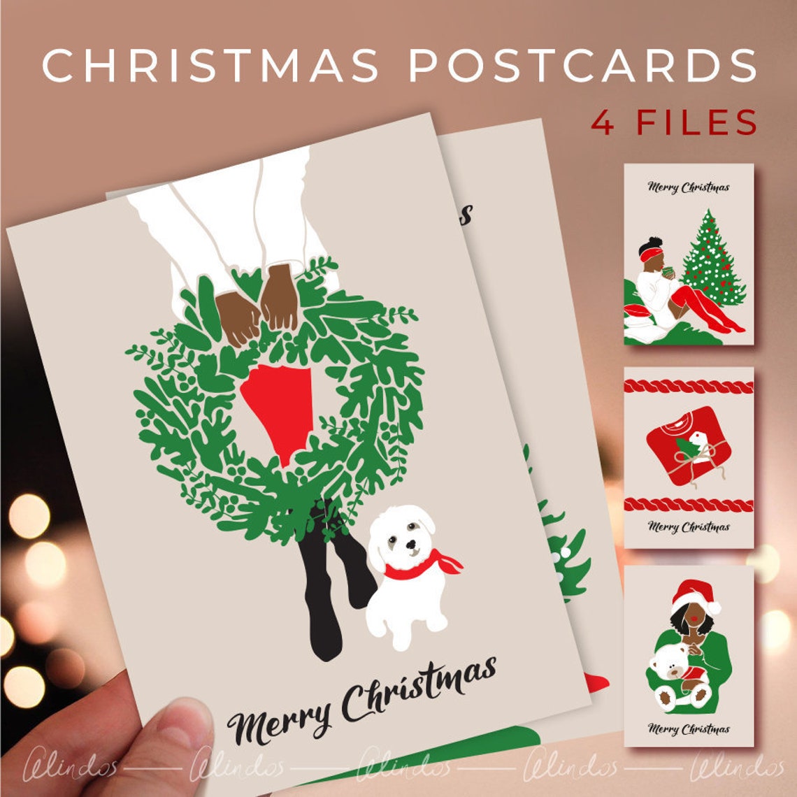 Carte postale de Noël 2020 ensemble de cartes postales de | Etsy