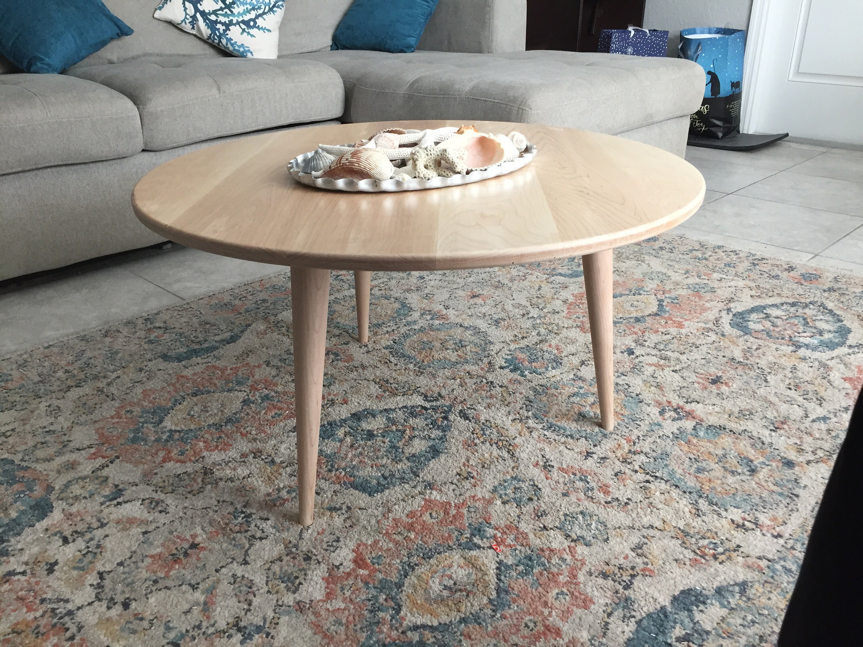 Mid Century Coffee Table | Solid Walnut | Solid White Oak | Hand Turned ...