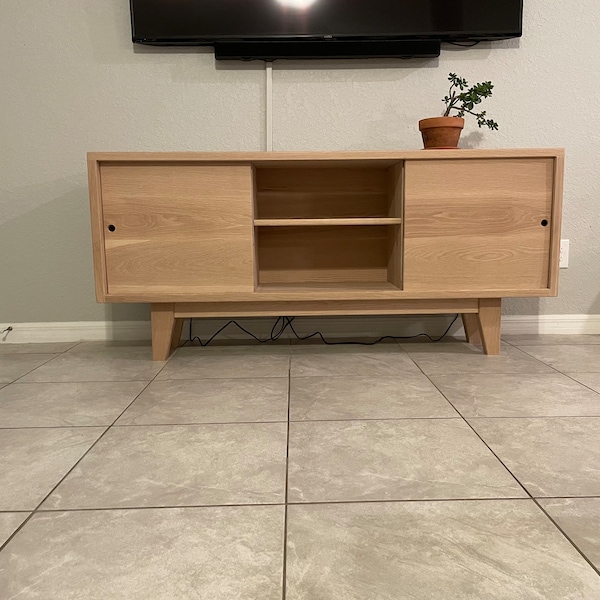 Mid Century Modern Media Center | TV Console | Credenza | Solid Walnut | Solid White Oak | Hand made to Order