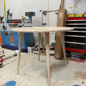 Mid Century Modern Round Table | Solid Walnut | Solid White Oak | Solid ...