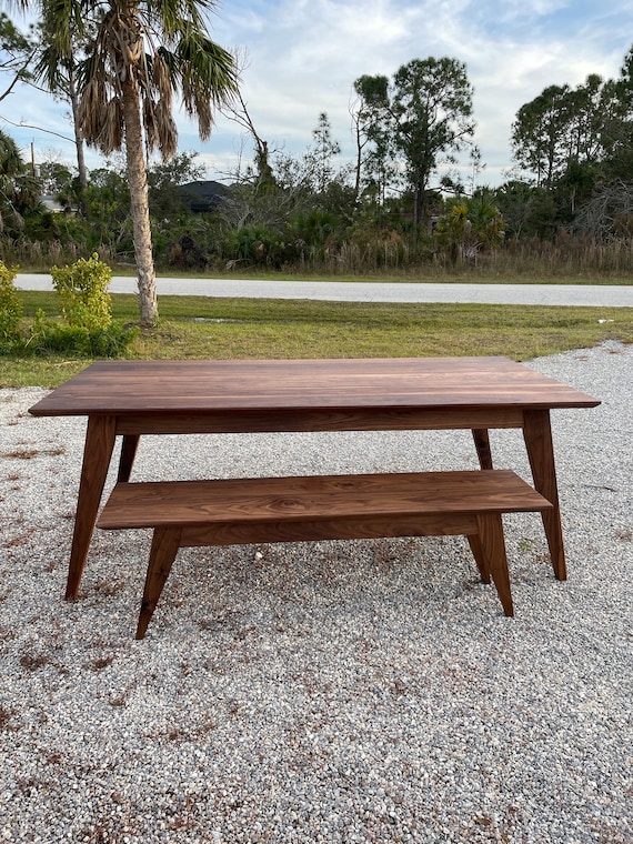 Handmade Mid-Century Modern Solid Wood Table | Walnut, Oak, or Cherry