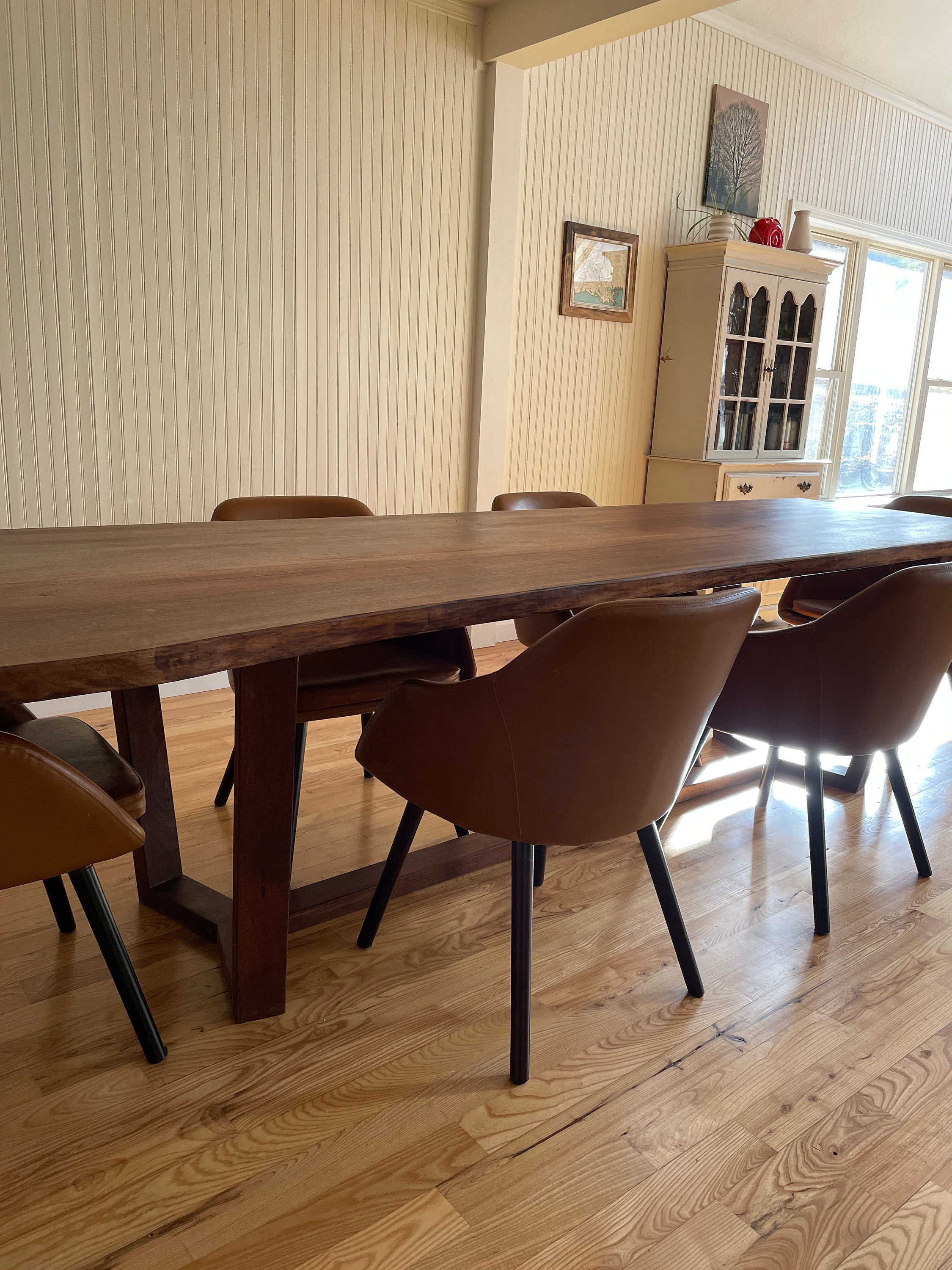 Modern Dining Table Solid Walnut Solid White Oak Custom Made to Order