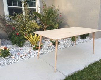 Mid Century Desk | Mid Century Table | MCM | Solid Maple | Solid Cherry | Ships Free