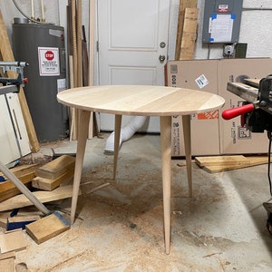 Mid Century Modern Round Table | Solid Walnut | Solid White Oak | Solid ...