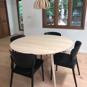 Mid Century Modern Round Table | Solid Walnut | Solid White Oak | Solid Cherry | Solid Maple