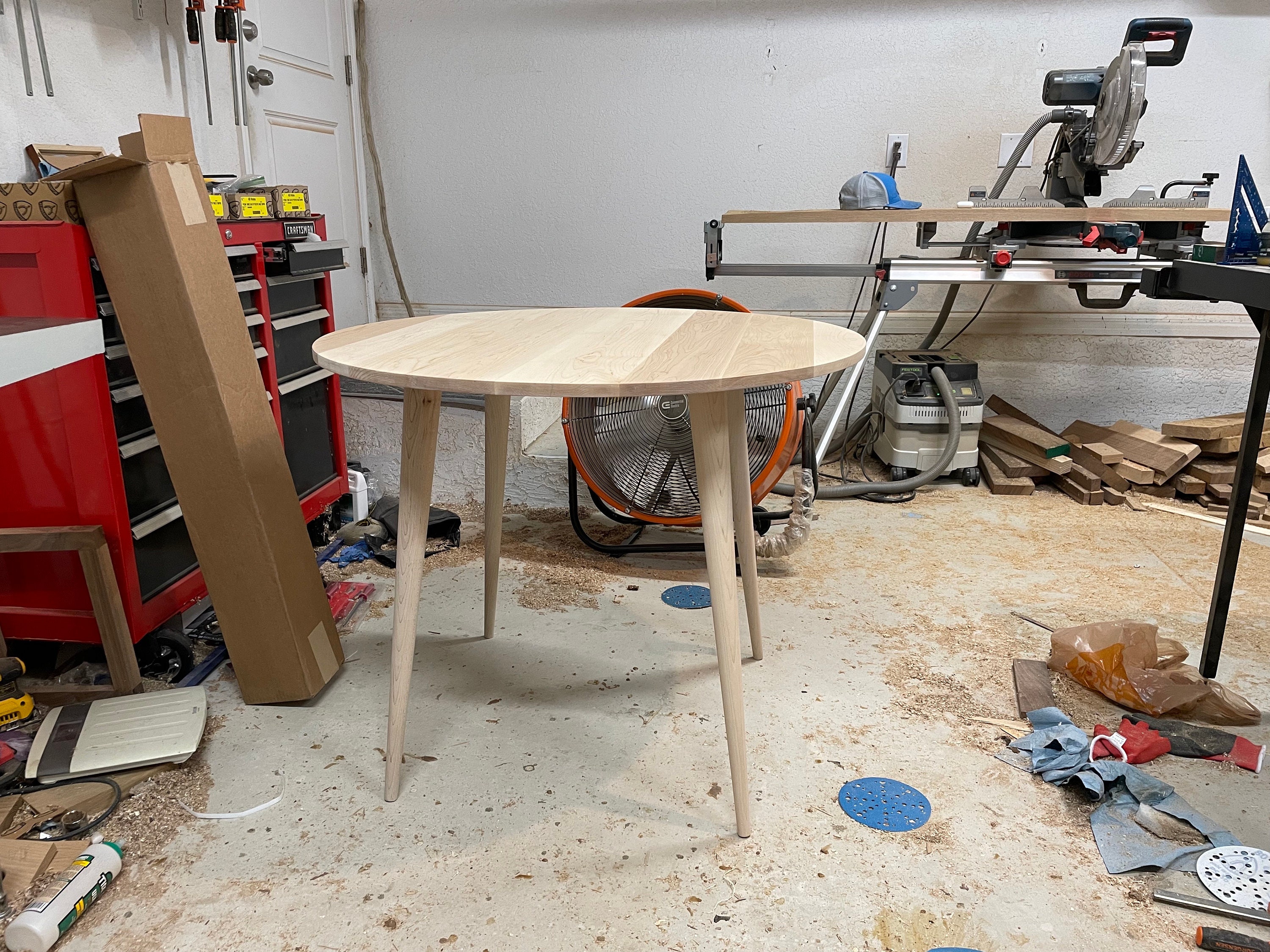 Mid Century Modern Round Table | Solid Walnut | Solid White Oak | Solid ...