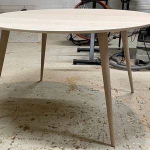 Mid Century Modern Round Table | Solid Walnut | Solid White Oak | Solid ...
