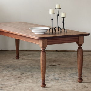 French Country Table | Hand Turned Legs | Solid Walnut | Solid White Oak | Solid Cherry | Solid Maple | Handmade