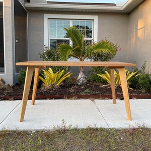 Mid Century Modern Table | MCM Desk | Solid White Oak | Solid Walnut | Custom Hand Made
