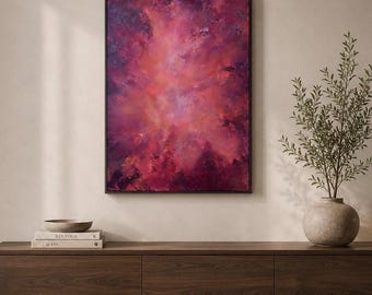 Original acrylic painting on canvas, mixed media | 50 x 70 cm | abstract modern | textured | red, brown, beige, orange