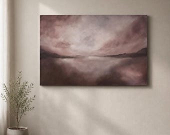 SILENT HORIZON | Acrylic painting landscape | 115 x 75 cm | Earth tones mauve | Abstract modern