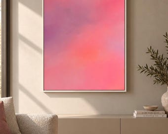 Original abstract acrylic painting | Pink, rose, violet, pastel | Gradient wall art | 60 x 80 cm | Candy Clouds