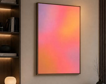 EMBER | 100x70cm | Original Abstract Acrylic Painting | Pink Orange Gradient Wall Art | Modern Minimalist | Large contemporary artwork