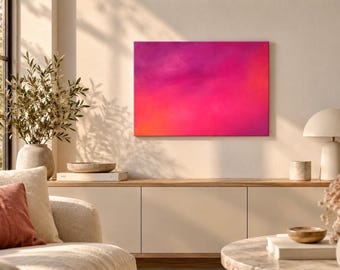 Original acrylic painting on canvas | 45 x 60 cm | Modern abstract art | Painting with quote > optional | Magenta Orange