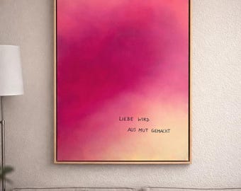 Original acrylic painting on canvas | Quote | Pastel colors | 50 x 70 cm | Magenta peach