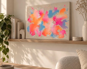 Original Abstract Acrylic Painting | SWEET CHAOS | 50x65cm | Wall Art | Gradient Art | Hand painted | modern colorful | Mixed media