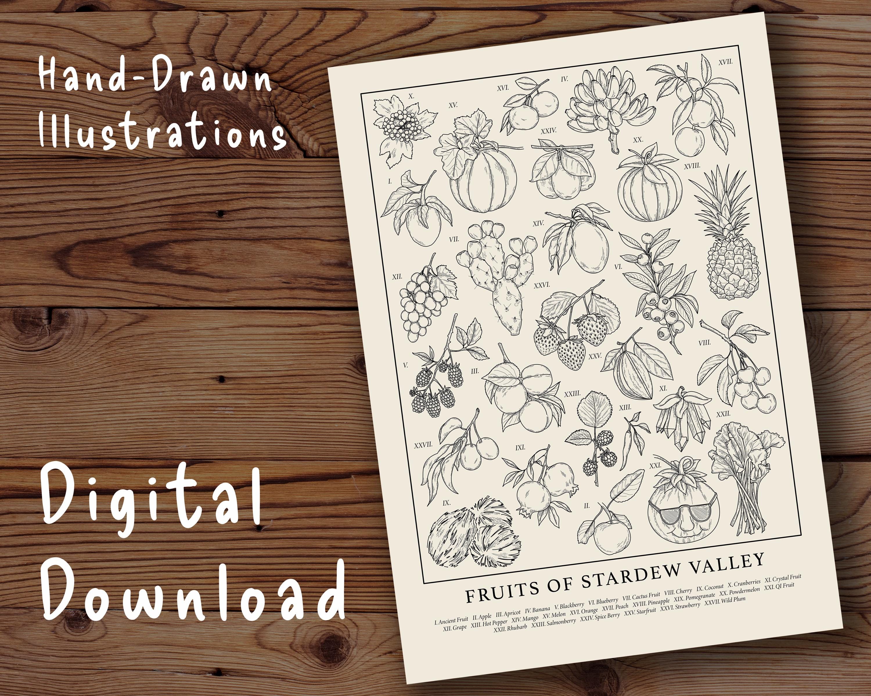 Stardew Valley Fruits Print: Vintage Botanical Illustration (digital  Download) - Etsy