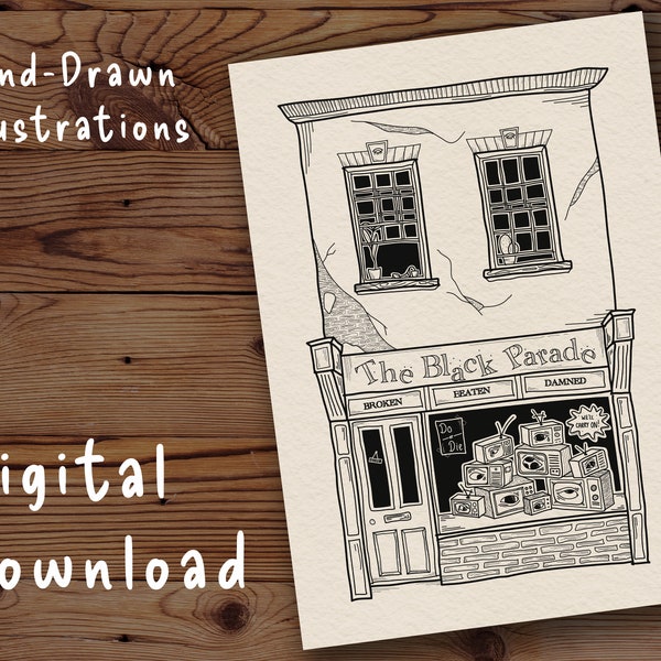 El Desfile Negro - DESCARGA DIGITAL / Impresión inspirada en My Chemical Romance A3 A4 A5