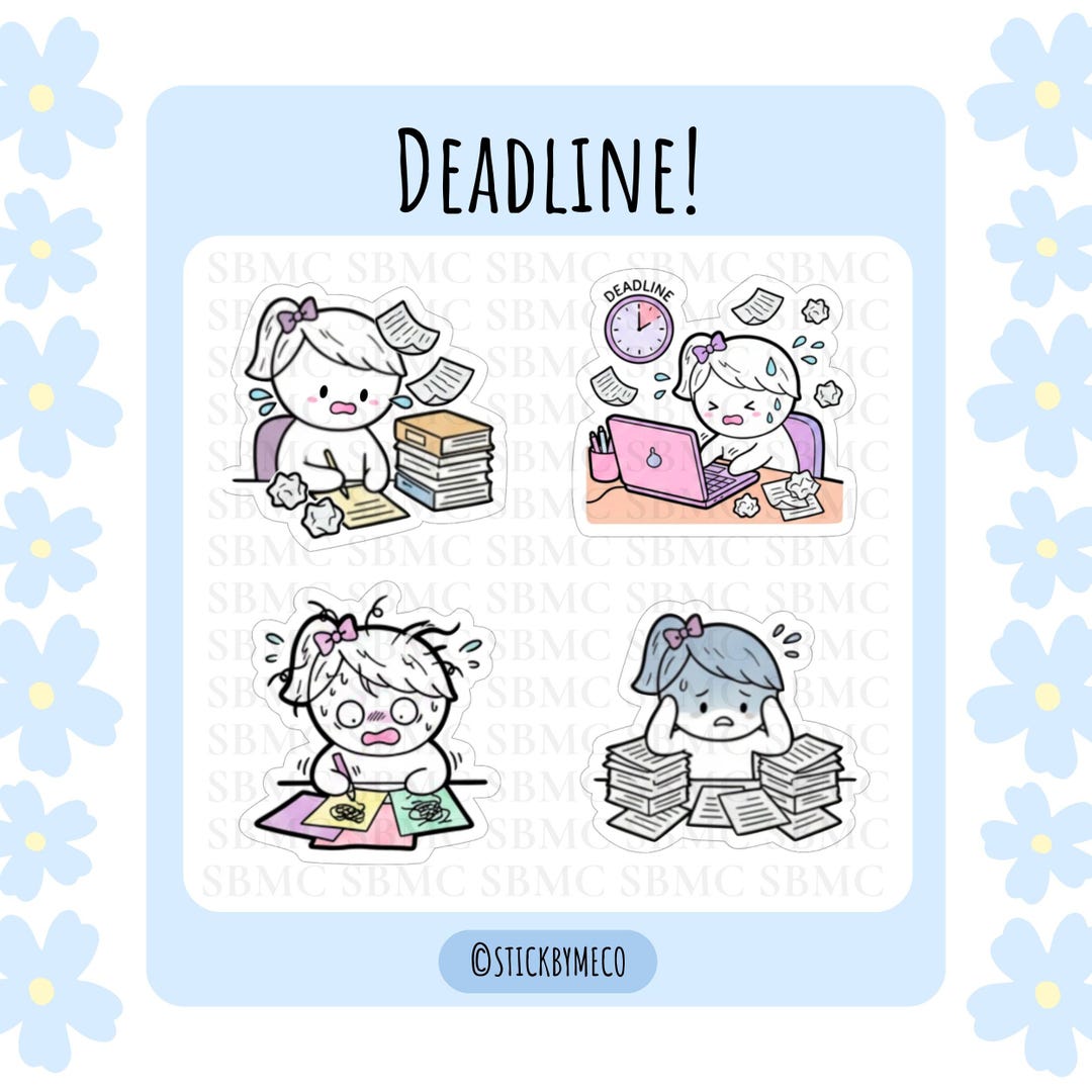 Deadline Planner Stickers, Work Stress, Planner Decor, Kawaii Stickers ...