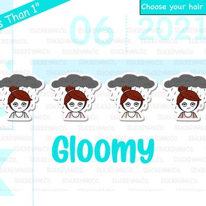 Stickers planificateur sombre, Stickers émotis, Sticker sentiment, Mauvaise journée, Déprime, Sticker personnage, tracker d'humeur, Sticker personnalisé
