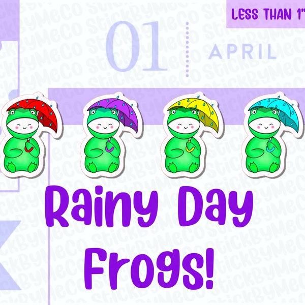 Rainy Day Planner Stickers, Rainy Day, Frog stickers, Weather stickers, Weather icons, Rainy Day Frog stickers, Wet weather sticker