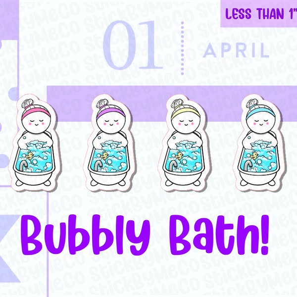 Bath Planner stickers, Bath time sticker, Bubbly bath sticker, Personal hygiene sticker, Self care sticker, Pamper stickers, Me time