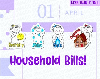 Utility bill planner stickers, bill reminder stickers, budget stickers, gas, electric, water, council tax, bill due, financial stickers