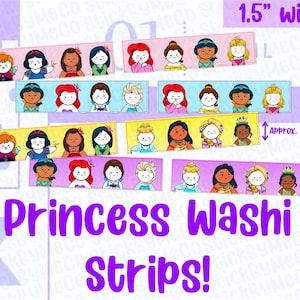 Princess Washi Strips, Princess planner stickers, Princess stickers, Washi strips, Washi, Planner stickers, ECLP washi