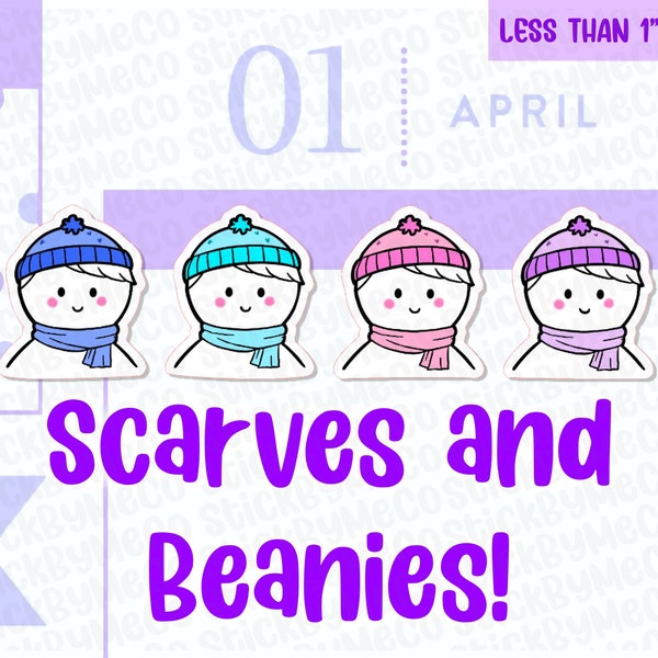 Scarves and Beanies Planner Stickers, Cold weather stickers, Winter wear stickers, Cosy stickers, Seasonal stickers, Wrap up warm sticker