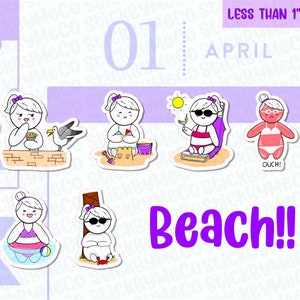Stranddagplanner stickers, Strand stickers, Zee stickers, Familie dag stickers, Dagje uit stickers, zomer stickers