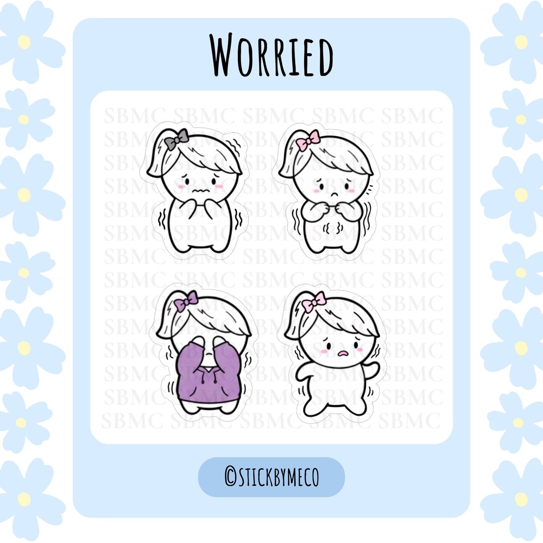 Planner Stickers - Feeling Worried, Anxiety, Planner Decor, Kawaii ...