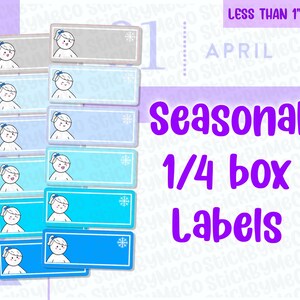 Pegatinas de planificador de etiquetas, pegatinas de caja de cuarto, pegatinas de temporada, pegatinas de planificador de invierno, pegatinas de ECLP, etiquetas de planificador de temporada