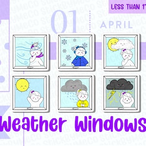 Pegatinas del planificador del tiempo, pegatinas de iconos del tiempo, pegatinas del tiempo lindo, pegatinas del rastreador del tiempo, pegatinas de pronóstico, pegatinas del planificador Kawaii