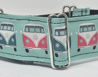 Martingale dog collar 2” walking - Camper Van Print greyhound sighthound