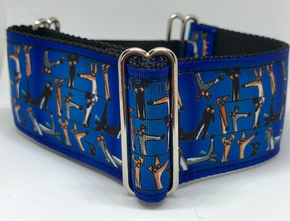 Grosgrain Ribbon Martingale Greyhound Print in Blue