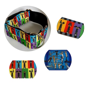 Greyhound Dog house collar  11/2” wide Greyhound Prints