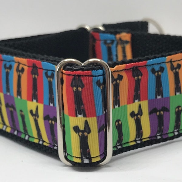 Greyhound Dog Martingale 11/2” wide for walking-Greyhound Semaphore Print