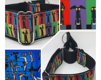 Martingale per cani Greyhound, larga 3,8 cm, ideale per le passeggiate - Stampe di Greyhound fatte a mano