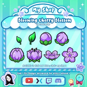 Blooming Cherry Blossom Sub / Bit Badges for Twitch, Discord and more !