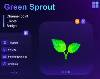 Green Plant Sprout | Twitch Channel Point | Emote | Sub Badge | Bit Badge • Usable on Twitch and Discord • Streaming Assets for streamers |