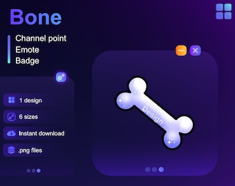 May include: A blue and white bone-shaped emote badge with the text "Traucmahr Design" on it. The badge is designed for use on a Twitch channel.